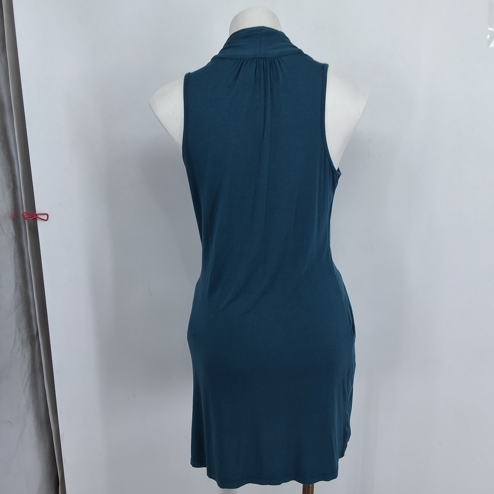 Costa Blanca Small Teal Draped Sleeveless Dress - Picture 5 of 6